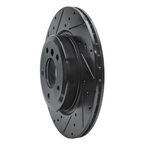 BMW Z4 Brake Rotor (1) - Rear Left - R1 Concepts - Drilled & Slotted - Black - `11-`16